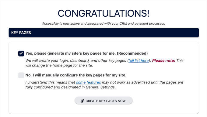 Auto generating key pages Auto generating key pages