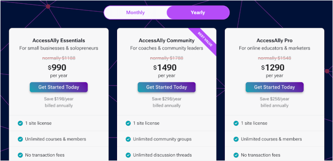 AccessAlly plans AccessAlly plans