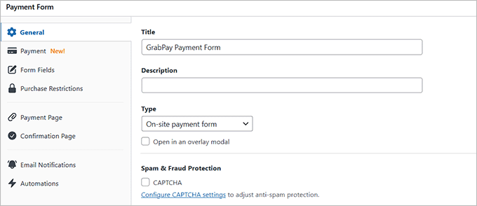 Add a form name and description Add a form name and description