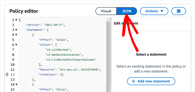 JSON-Berechtigungscode in Amazon S3 einfügen JSON-Berechtigungscode in Amazon S3 einfügen