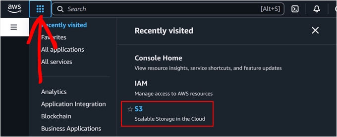 Öffnen von Amazon S3 Öffnen von Amazon S3