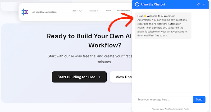 chatbot-ai-worfklow How to create an ai-powered live chat in WordPress