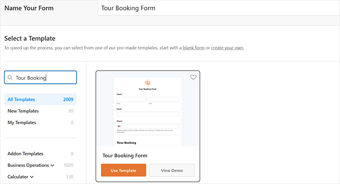 Choose the booking form template you like Choose the booking form template you like