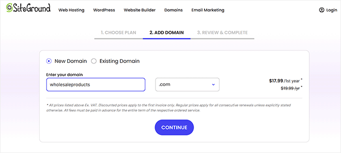 Add a domain name for your B2B WordPress eCommerce store