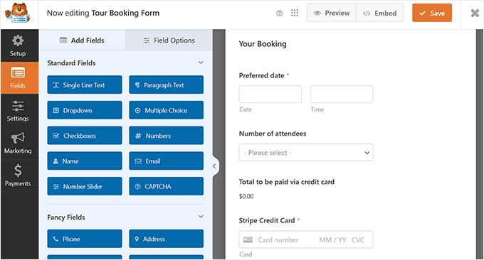 Customize your booking form Customize your booking form
