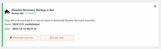 Choosing between downloading a launcher file or copying a link to initiate Duplicator disaster recovery Choosing between downloading a launcher file or copying a link to initiate Duplicator disaster recovery