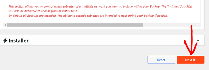 Initiating the WordPress multisite backup with Duplicator Initiating the WordPress multisite backup with Duplicator