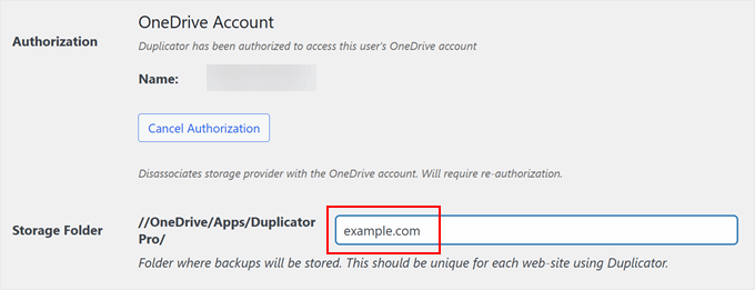 Creating a new folder path for the Duplicator-OneDrive backup Creating a new folder path for the Duplicator-OneDrive backup