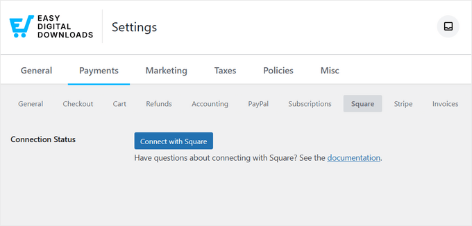 Easy Digital Downloads Square payment plugin