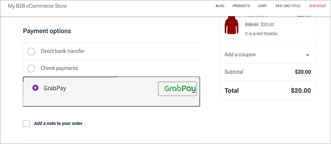 GrabPay preview in WooCommerce GrabPay preview in WooCommerce