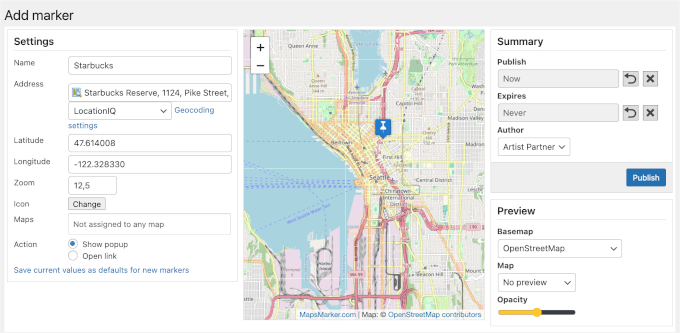 Adding markers in Maps Marker Pro