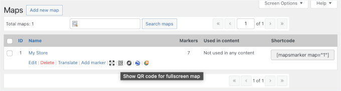 Generating maps QR code