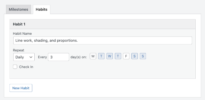 Creating first habit Creating first habit