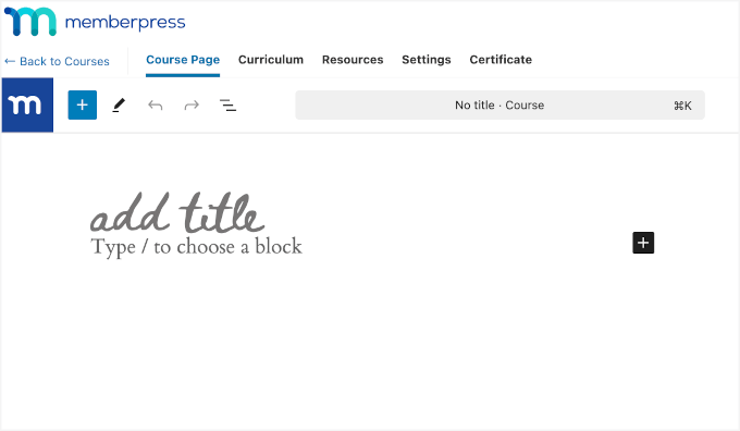 Aggiungere una nuova pagina corso in MemberPress
