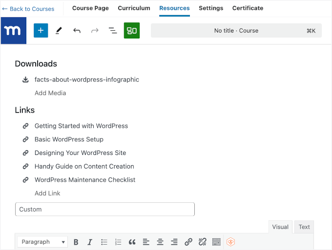 Adding MemberPress Courses resources Adding MemberPress Courses resources