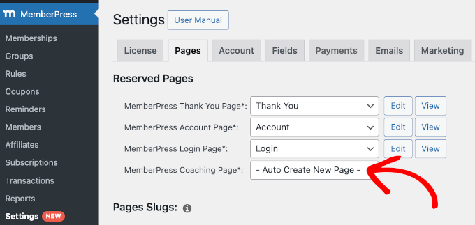 Auto create coaching page Auto create coaching page