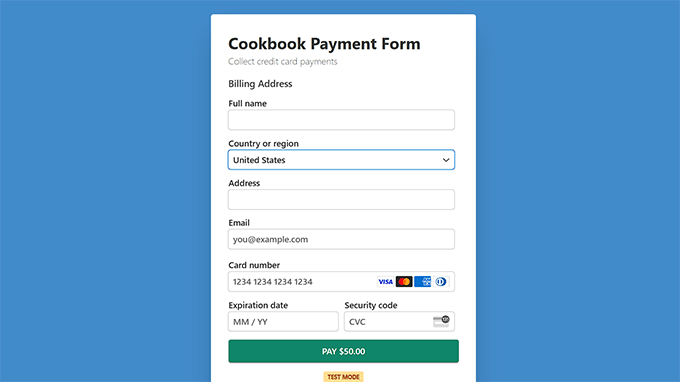 Single product payment form preview Single product payment form preview