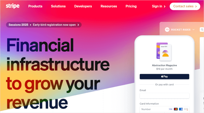 Stripe homepage Stripe homepage