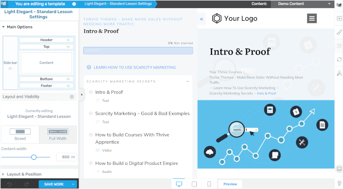 The template editor interface The template editor interface