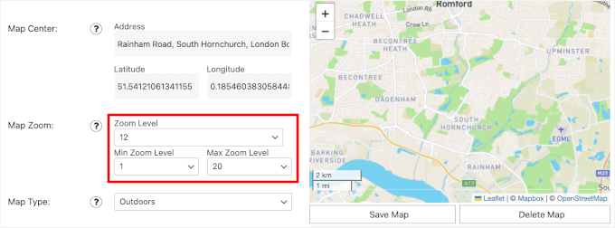 The Map Zoom settings in Ultimate Maps