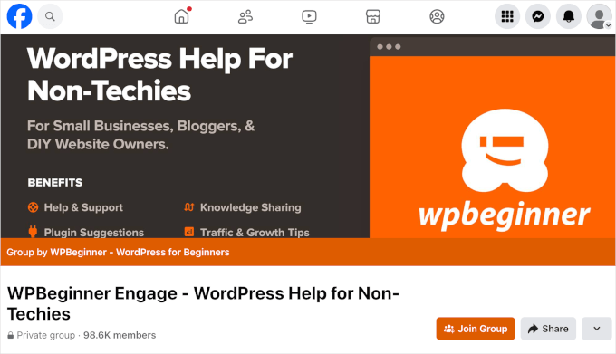 WPBeginner Facebook Group WPBeginner Facebook Group