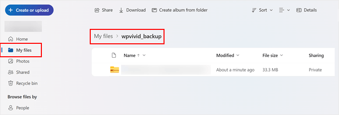 Viewing a WPvivid backup file in OneDrive Viewing a WPvivid backup file in OneDrive