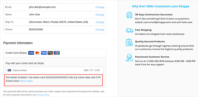 Stripeの支払いをテストするためにデモの詳細を追加する Stripeの支払いをテストするためにデモの詳細を追加する