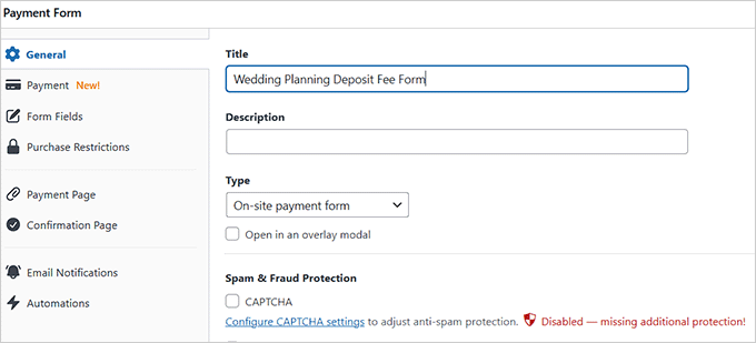 Aggiungi un nome per il tuo modulo di deposito Aggiungi un nome per il tuo modulo di deposito
