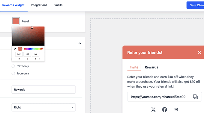 Customize the RewardsWP widget