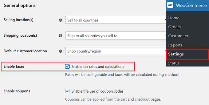 Enable taxes in WooCommerce Enable taxes in WooCommerce