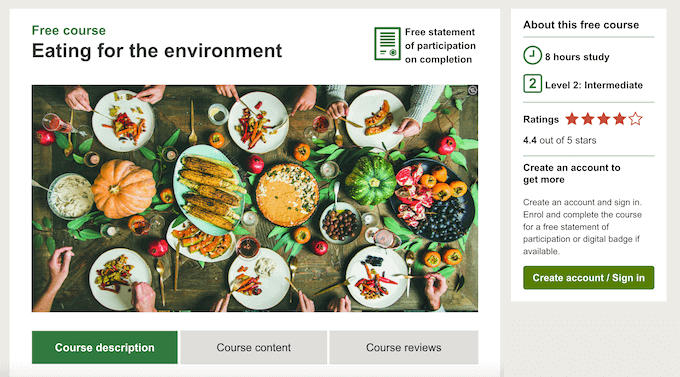 連絡先情報を収集するために使用されるオンラインコースの例