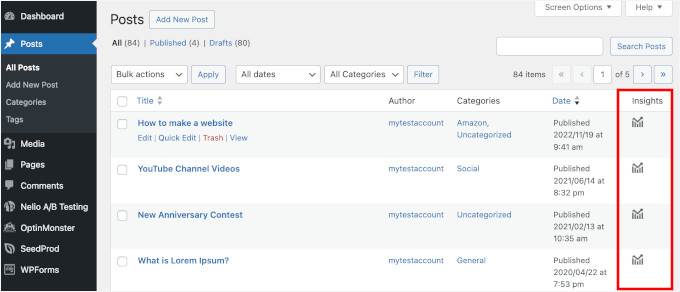 Accessing posts' insights Accessing posts' insights