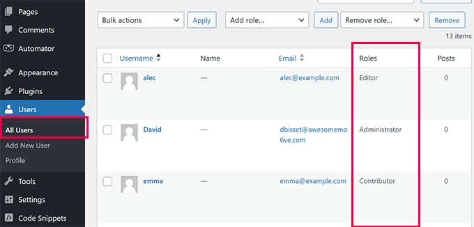 user roles user roles
