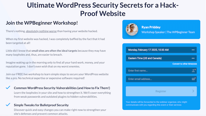 オンラインウェビナーを使用したリードのキャプチャ