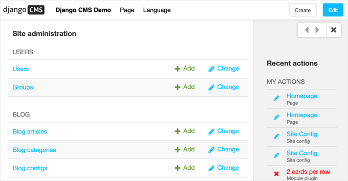 Django CMS Site Administration