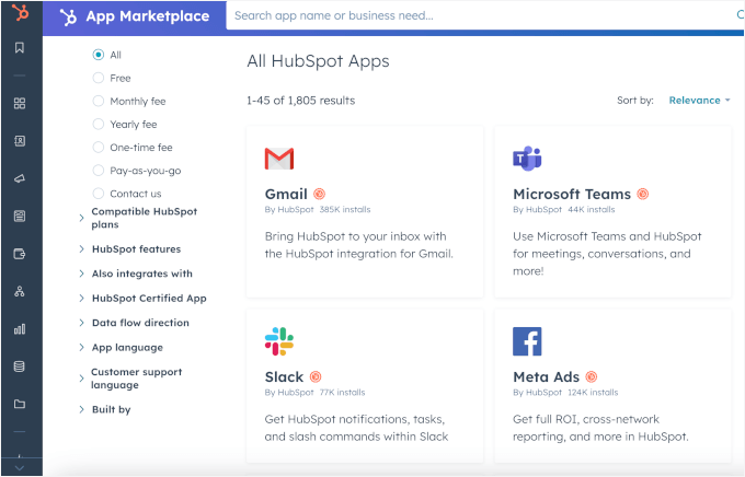 Piața de aplicații HubSpot