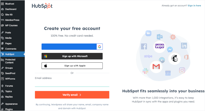 Autentificare sau conectare la HubSpot