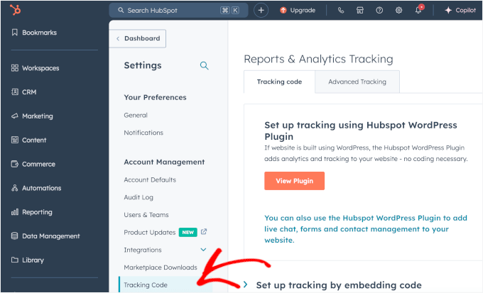 Localizarea meniului Cod de urmărire