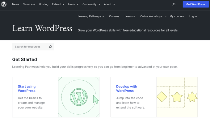 Official Learn WordPress Page