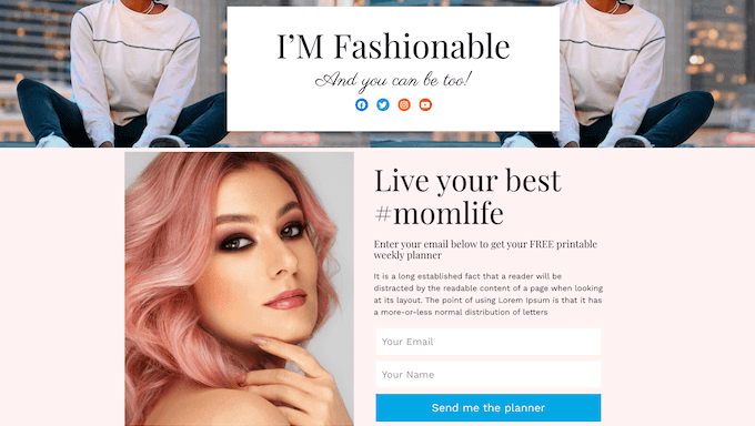 Un ejemplo de un sitio web de una sola página Un ejemplo de un sitio web de una sola página