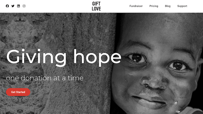 Eine vorgefertigte Spenden-Vorlage, enthalten im SeedProd-Plugin Eine vorgefertigte Spenden-Vorlage, enthalten im SeedProd-Plugin