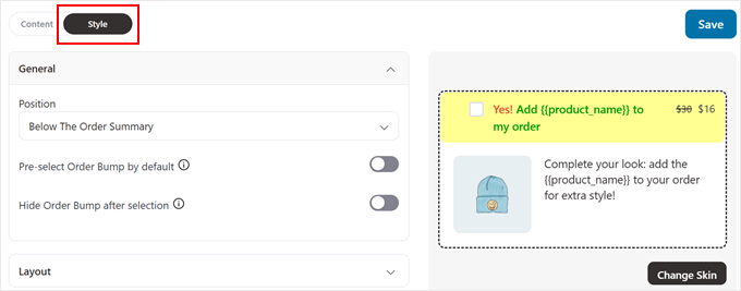 Editing the FunnelKit order bump's design Editing the FunnelKit order bump's design