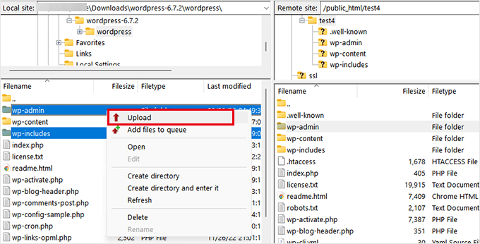 Upload core folders Upload core folders