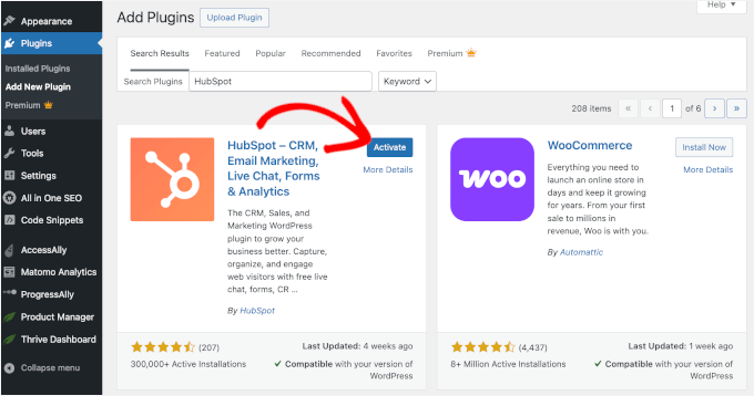 Instalarea HubSpot în WordPress