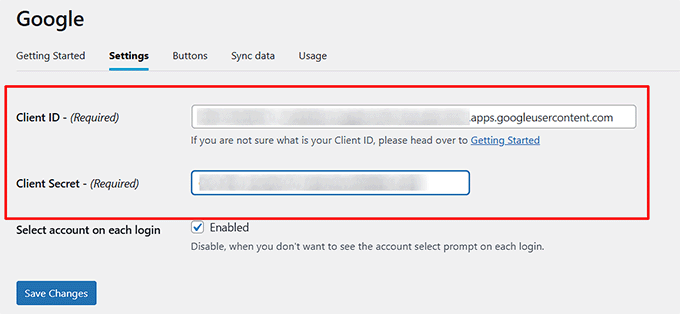 Dodaj identyfikator klienta i sekret klienta