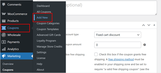 Création d'un nouveau coupon Advanced Coupons