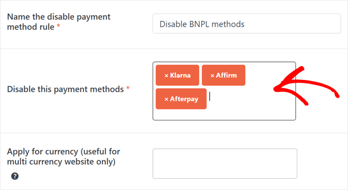 Choix des méthodes de paiement à désactiver dans WooCommerce