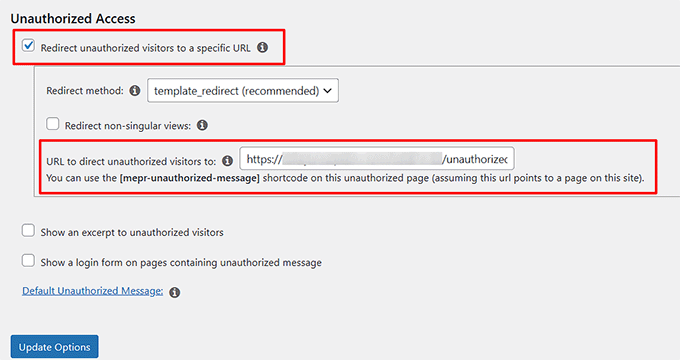 許可されていないページのURLを追加