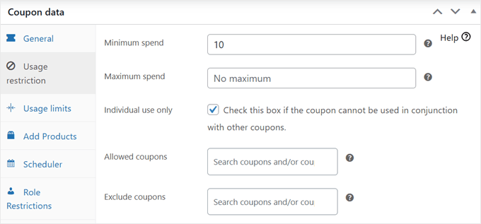 Configuring Advanced Coupons usage restrictions