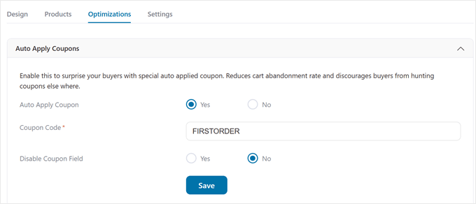 Aktivera automatisk tillämpning av kuponger i FunnelKit